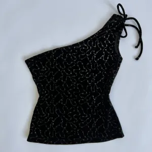 90s Black glitter crop (S)