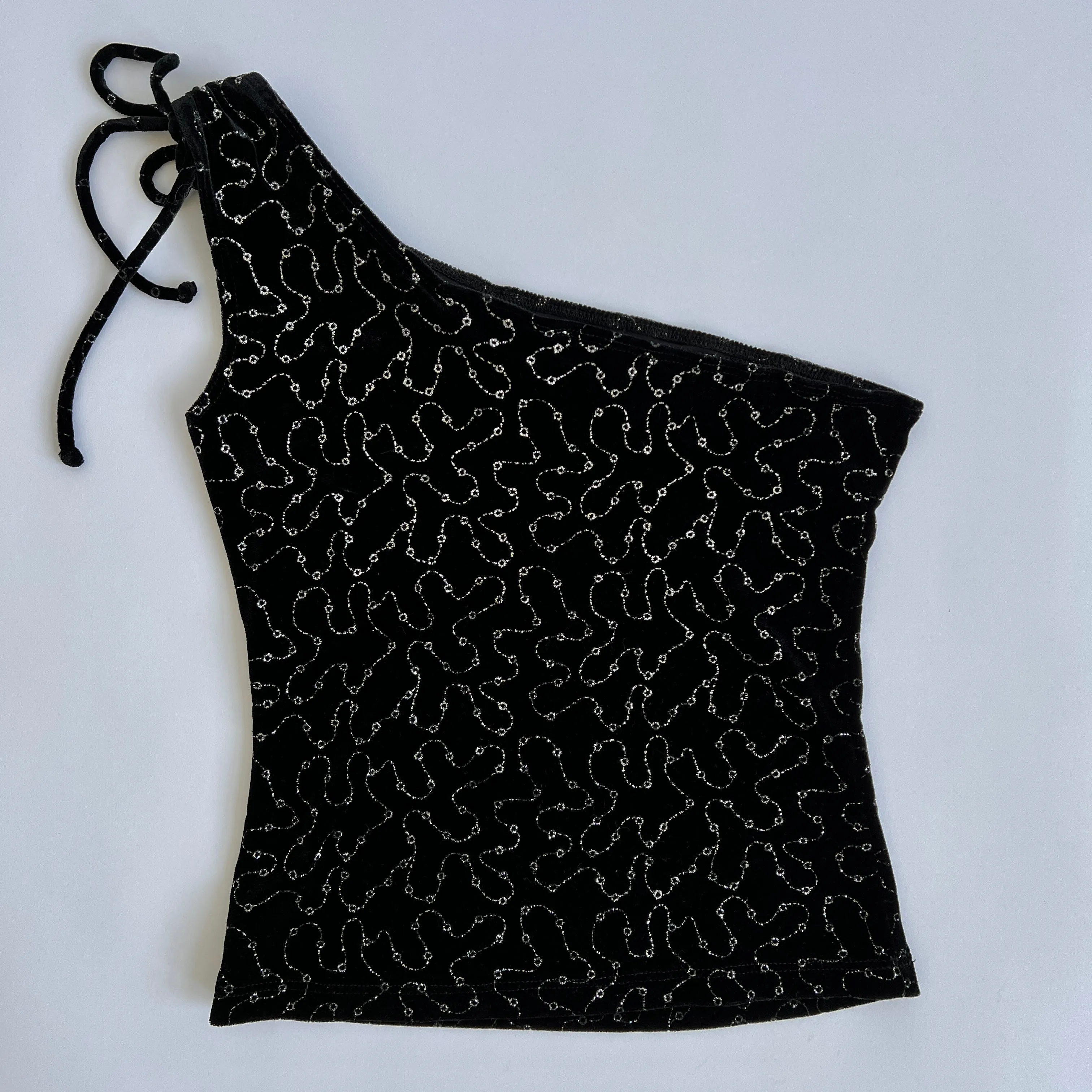 90s Black glitter crop (S)