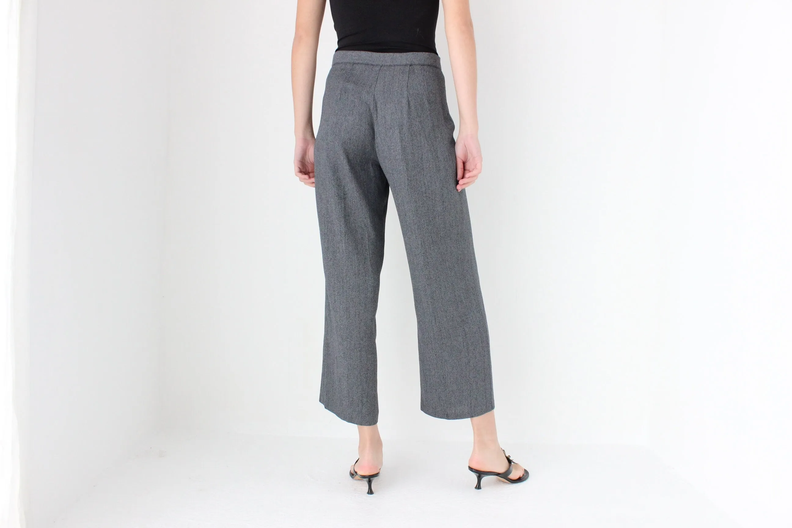 90s Grey Woven Relaxed Trousers