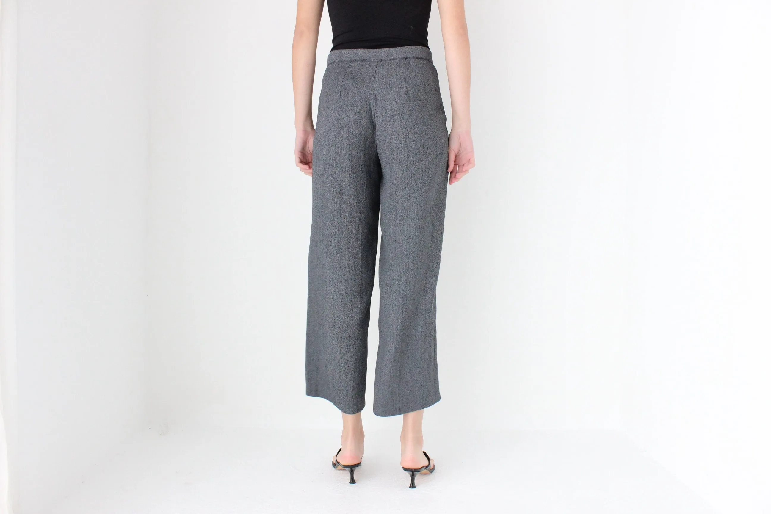 90s Grey Woven Relaxed Trousers