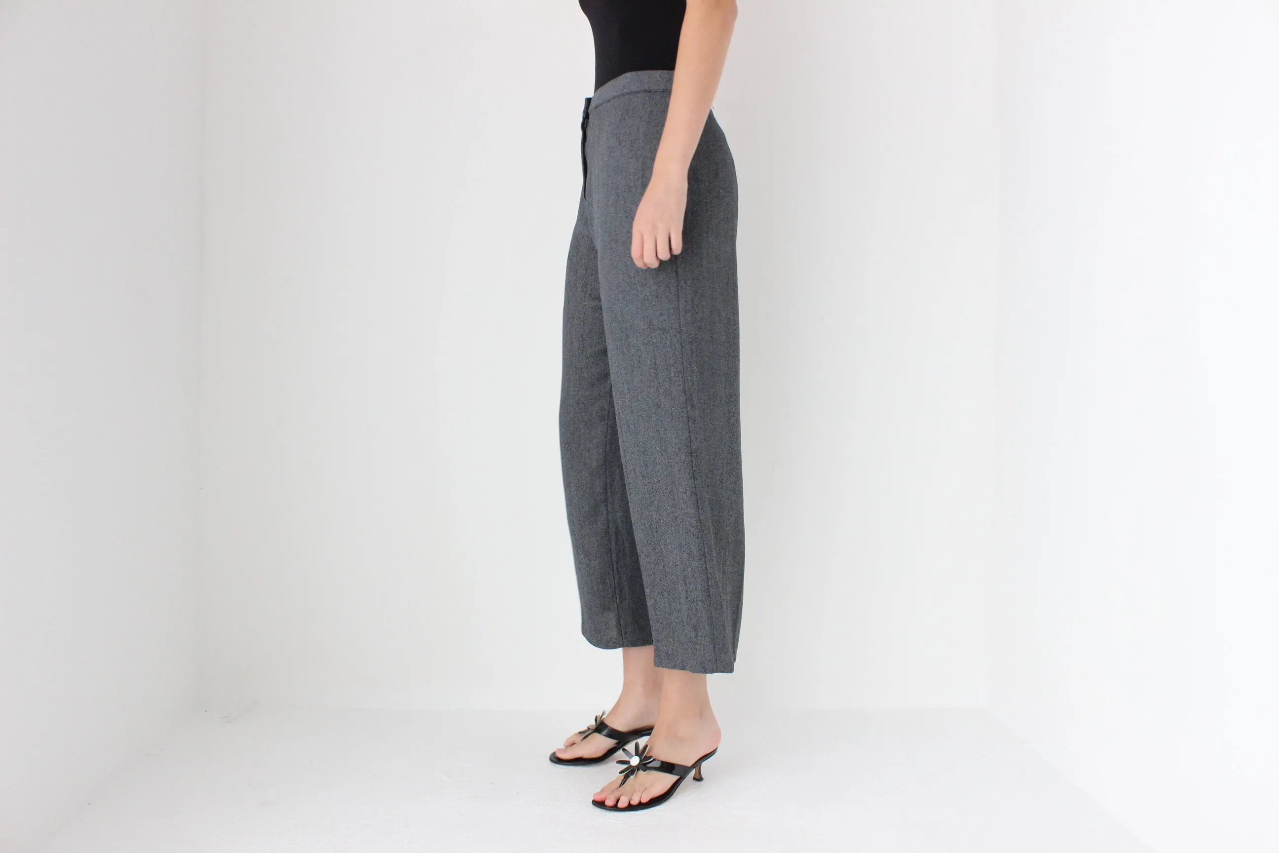 90s Grey Woven Relaxed Trousers
