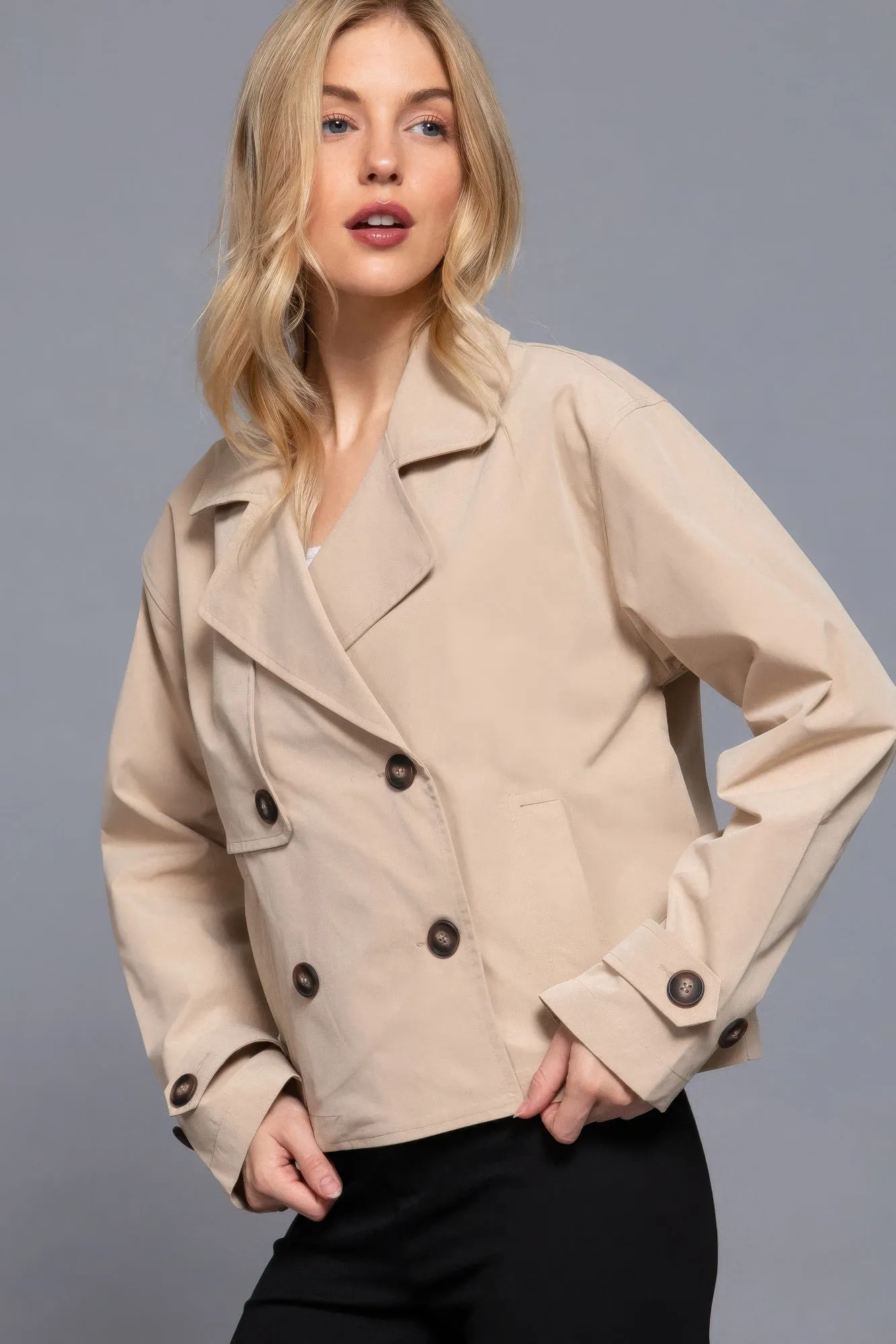 Active USA | Double Breasted Short Trench Jacket