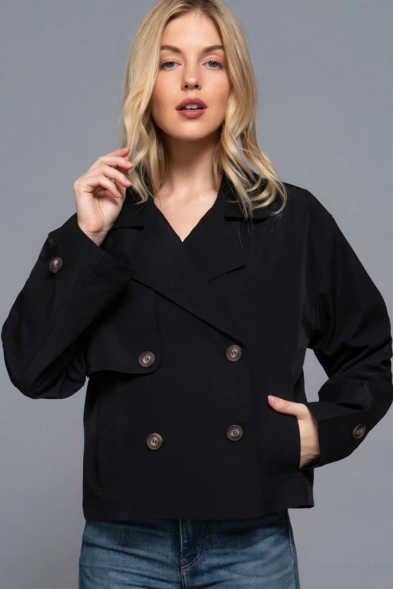 Active USA | Double Breasted Short Trench Jacket
