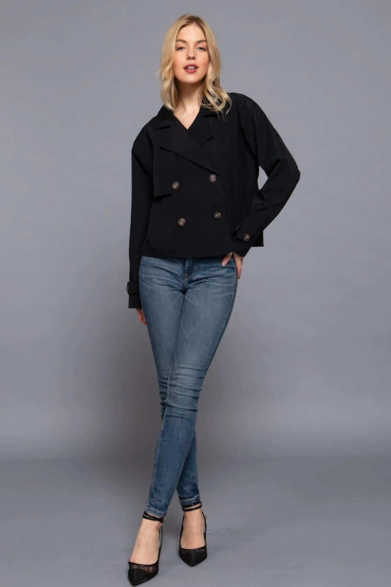 Active USA | Double Breasted Short Trench Jacket