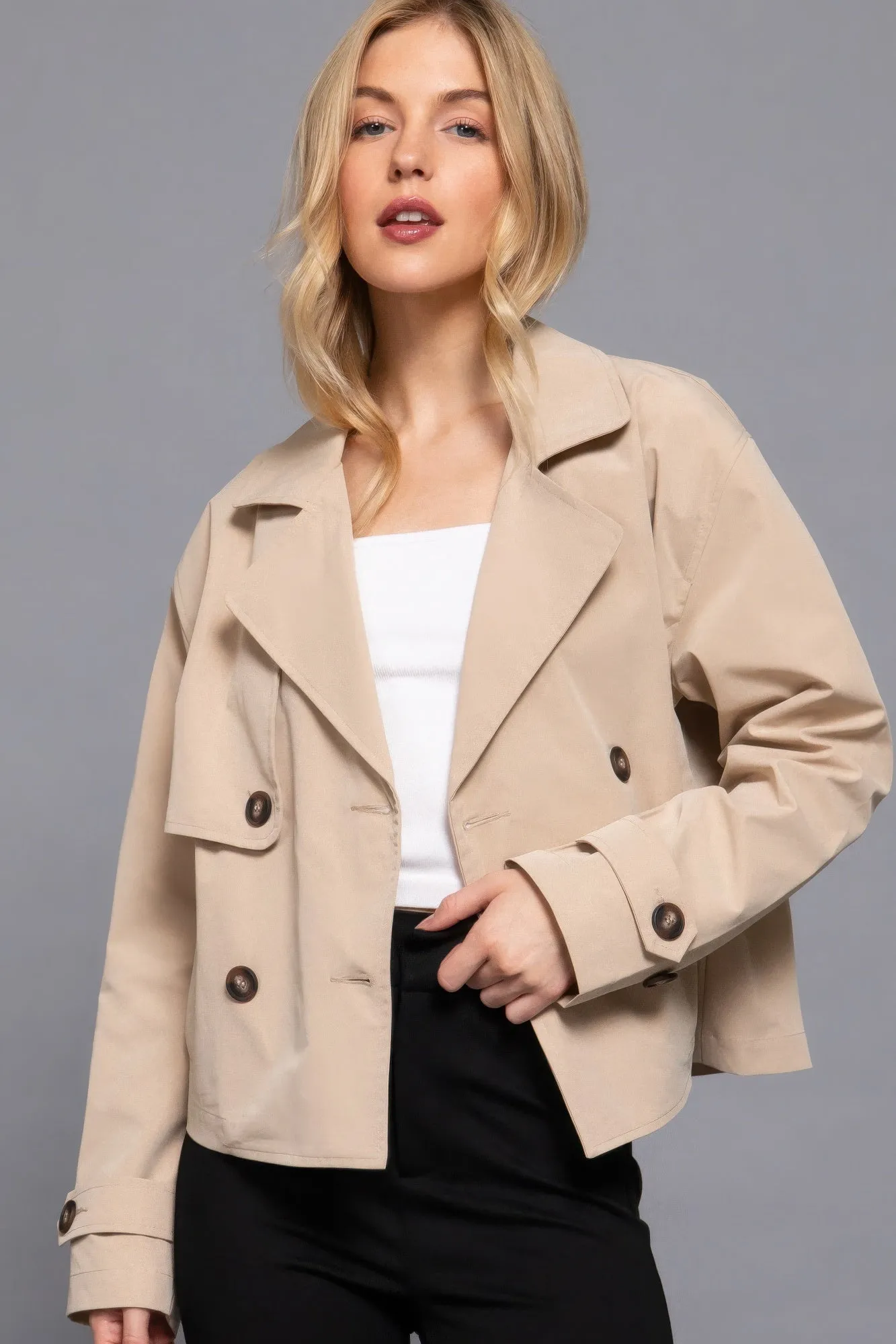 Active USA | Double Breasted Short Trench Jacket