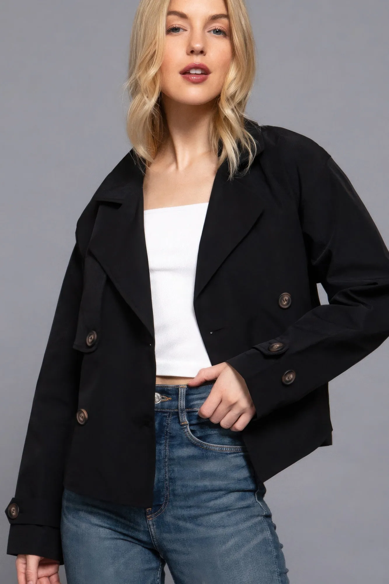 Active USA | Double Breasted Short Trench Jacket