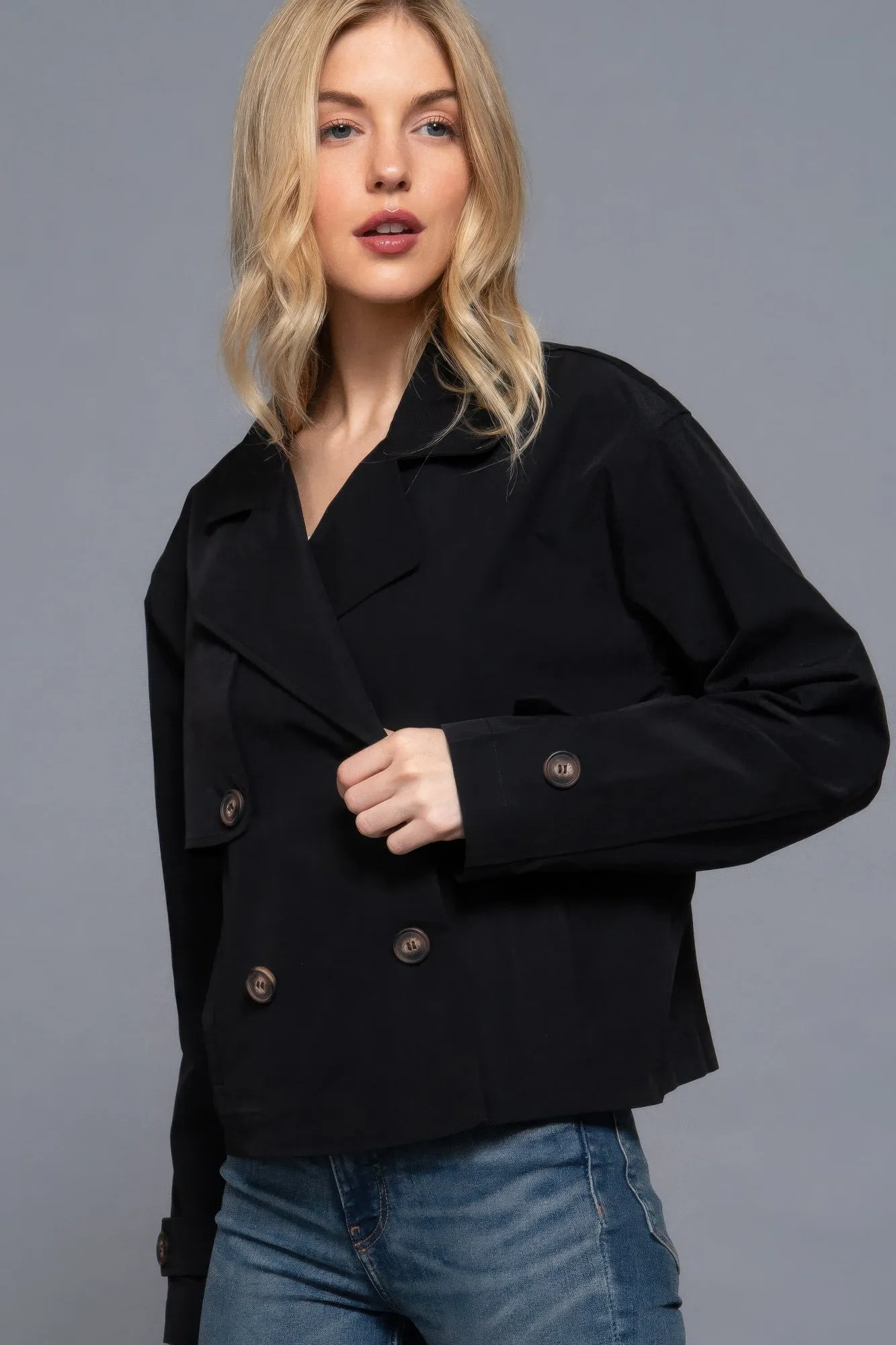 Active USA | Double Breasted Short Trench Jacket