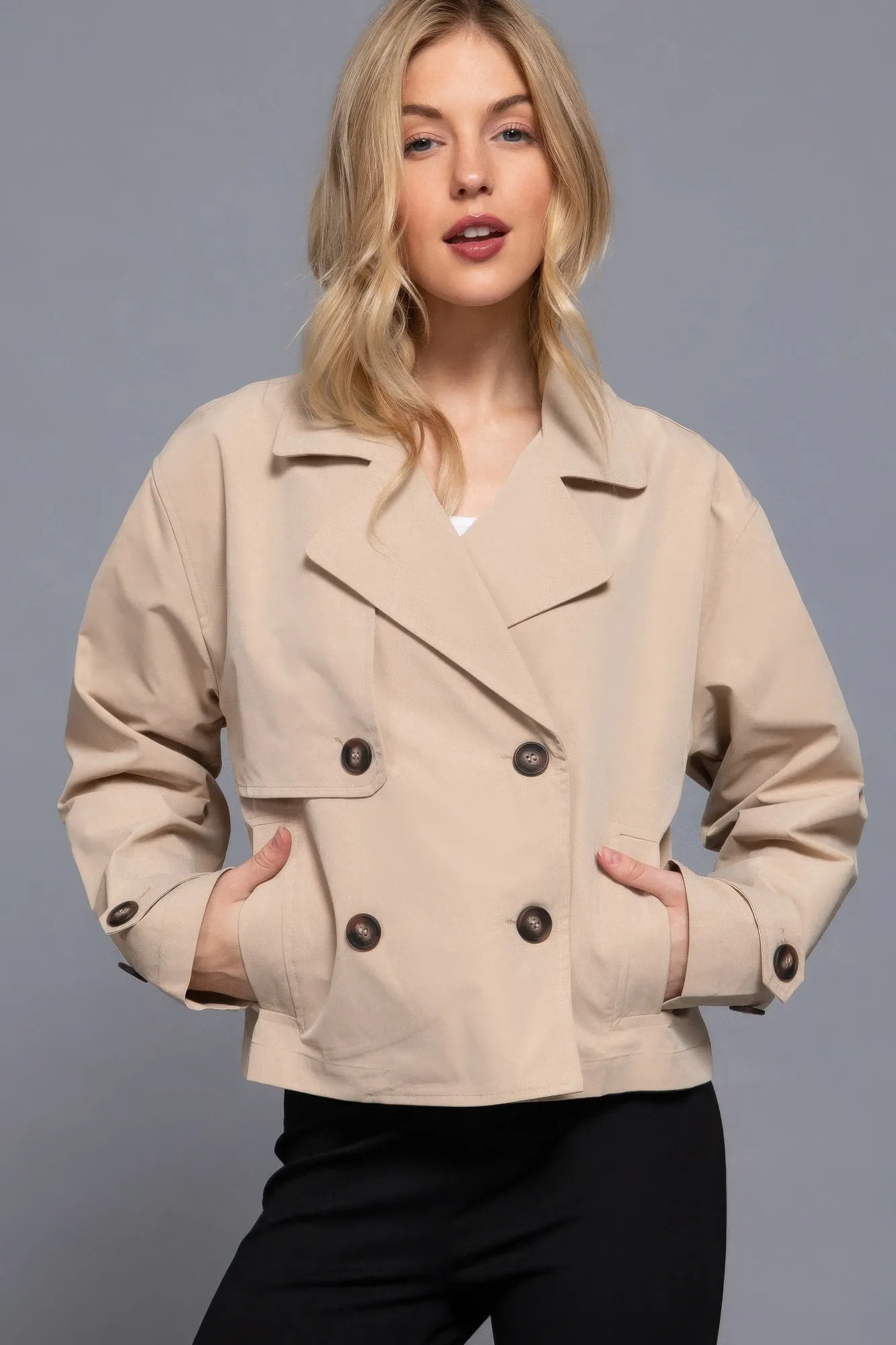 Active USA | Double Breasted Short Trench Jacket