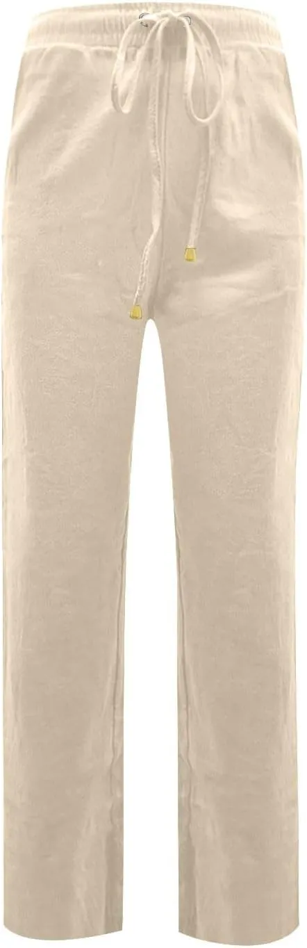 ADHOWBEW High Waisted Linen Pants Women Plus Size Cotton Petite Dressy Work Lounge Stretch Casual Pants