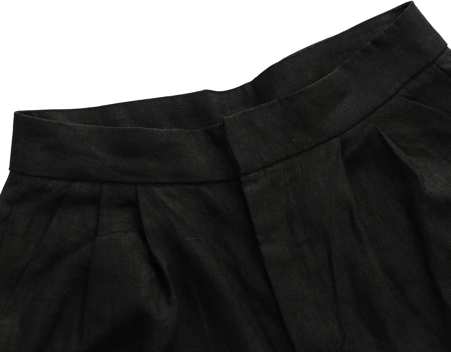 Amazhiyu Women's Linen Ankle Pants Pleated Front Wide Leg Straight Cropped Trouser