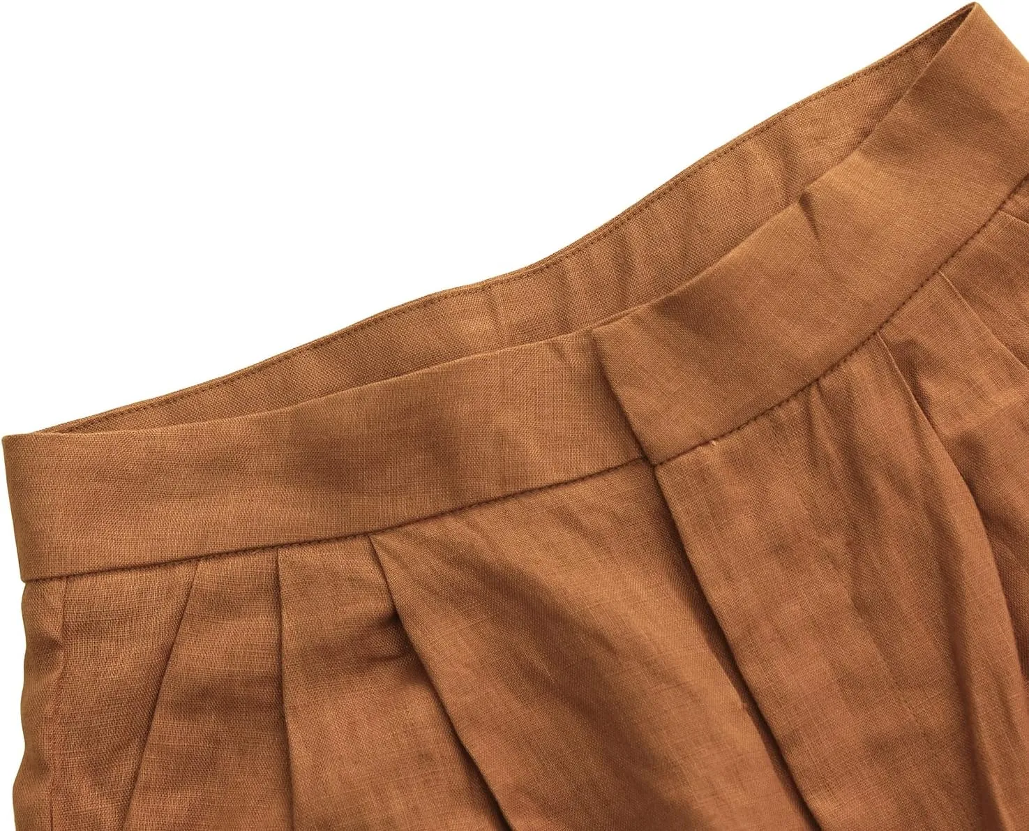 Amazhiyu Women's Linen Ankle Pants Pleated Front Wide Leg Straight Cropped Trouser