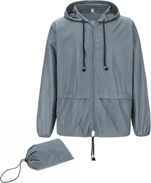 American Trends Raincoat for Men Waterproof with Hood Mens Rain Jacket Windbreaker Jackets Rain Coat