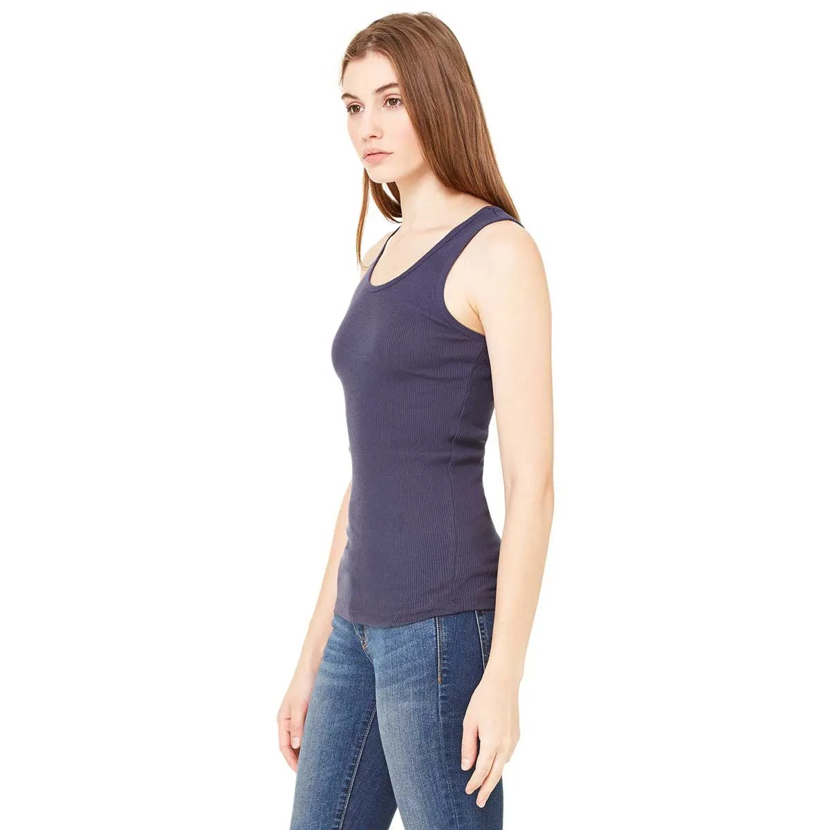 Bella   Canvas Women's Navy 2x1 Rib Tank