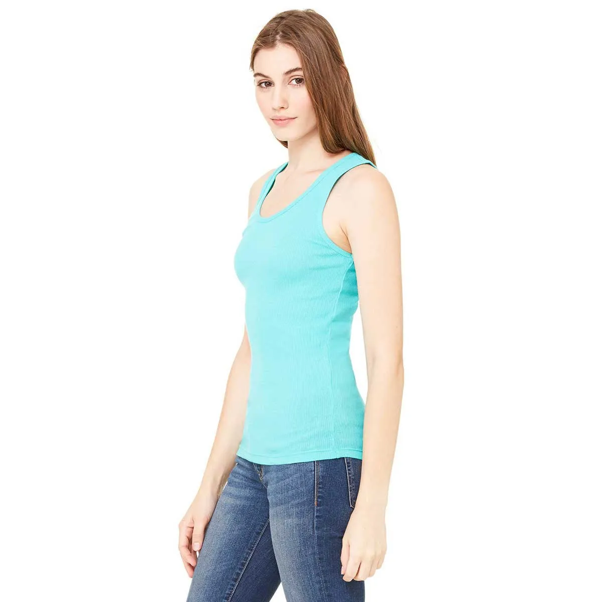 Bella   Canvas Women's Teal 2x1 Rib Tank
