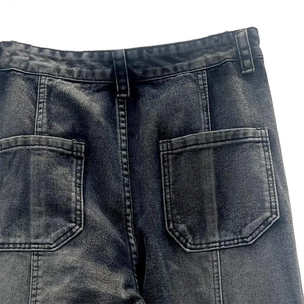 Black Washed Multi-Pocket Raver Jean