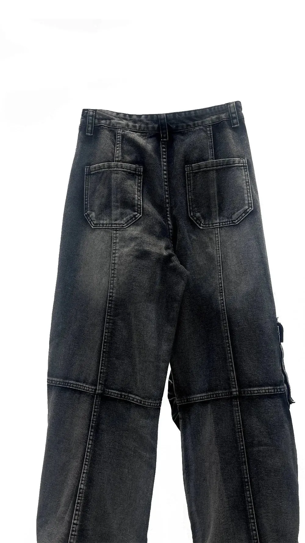 Black Washed Multi-Pocket Raver Jean