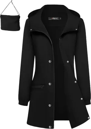Bloggerlove Packable Rain Jacket Women Raincoat Waterproof Windbreaker Climbing Outdoor Hooded Trench Coats S-XXL