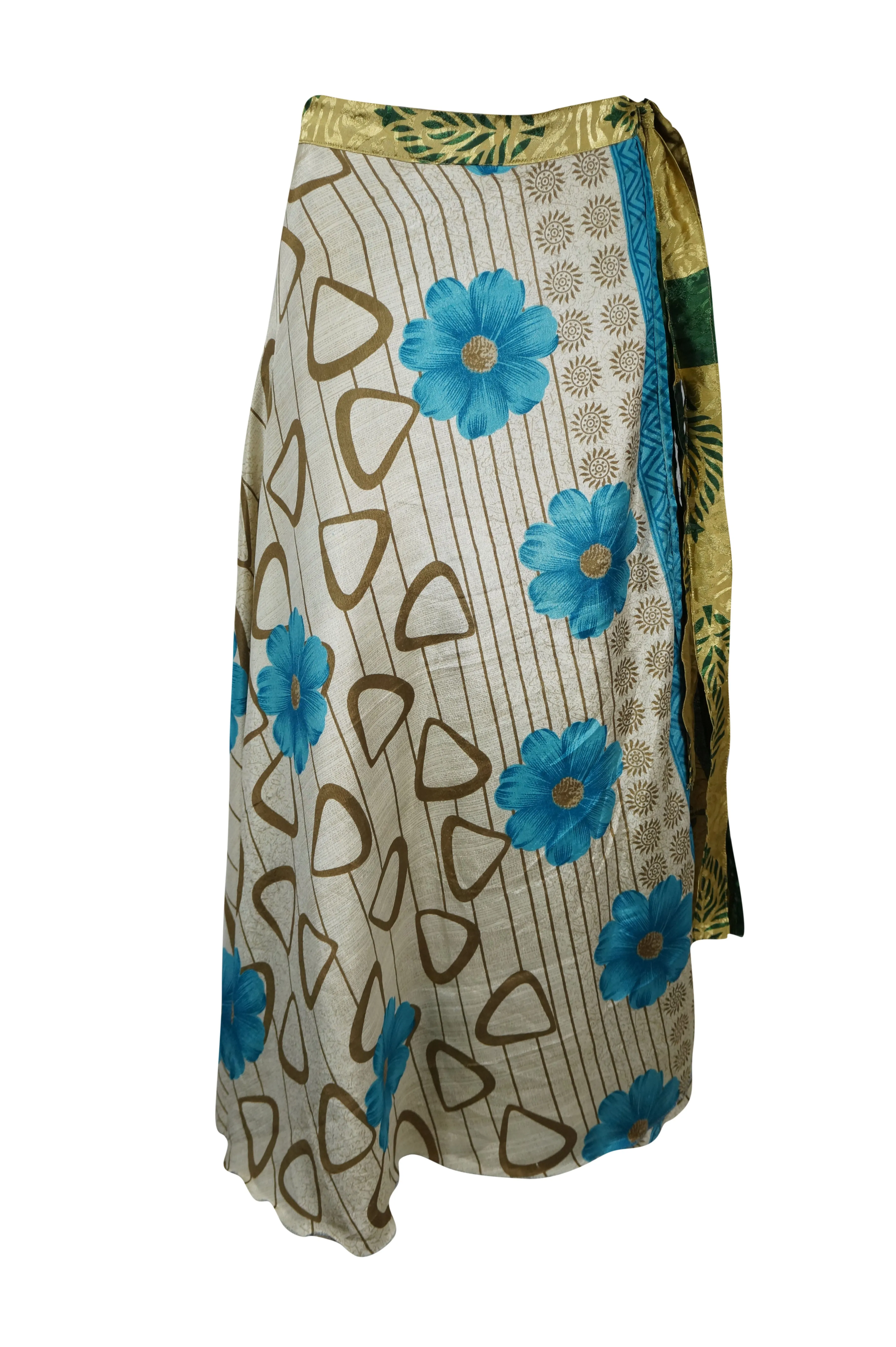 Boho Wrap skirt, Olive Green Paisley Layers Wrap Skirts One Size