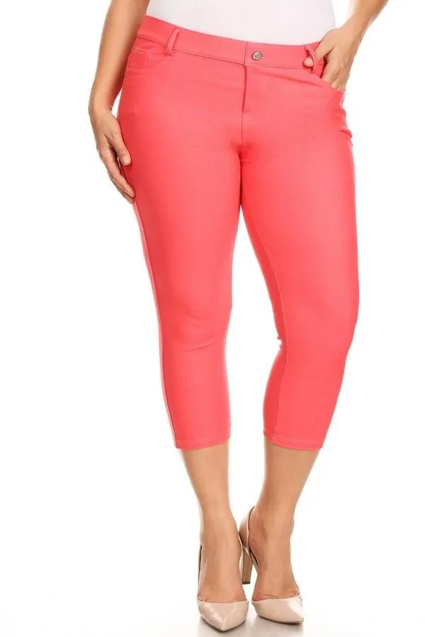 Coral Denim Capri Jeggings