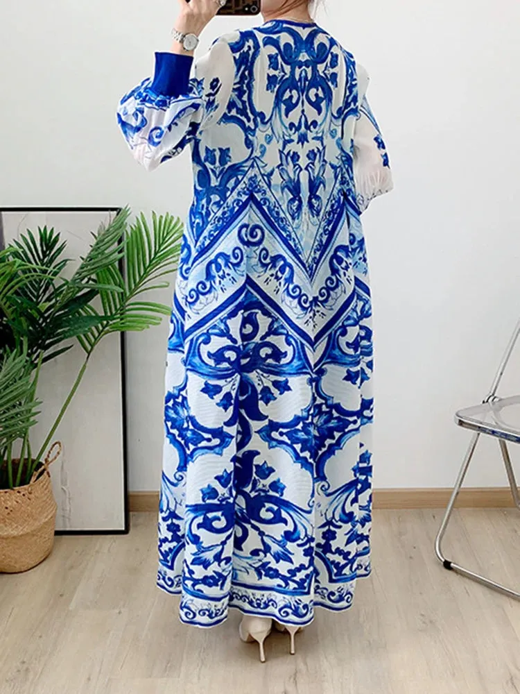Couture Pleated Puff Sleeve Midi Dress