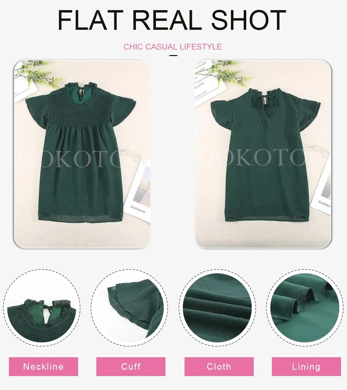 Dokotoo Womens Crewneck Lace Crochet Pom Pom Flowy Short Sleeve Casual Shirts Blouses Tops