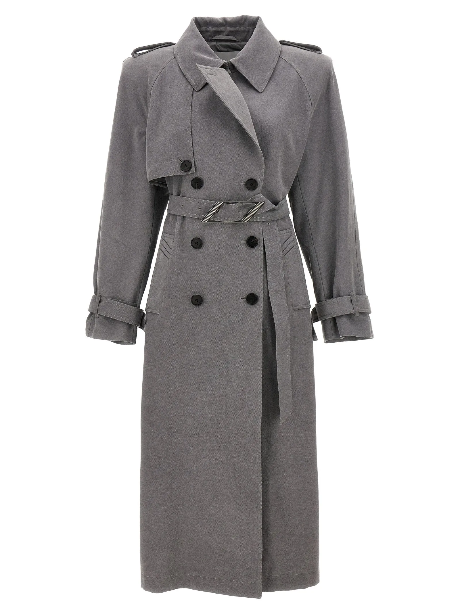 Double-Breasted Trench Coat Trench E Impermeabili Grigio