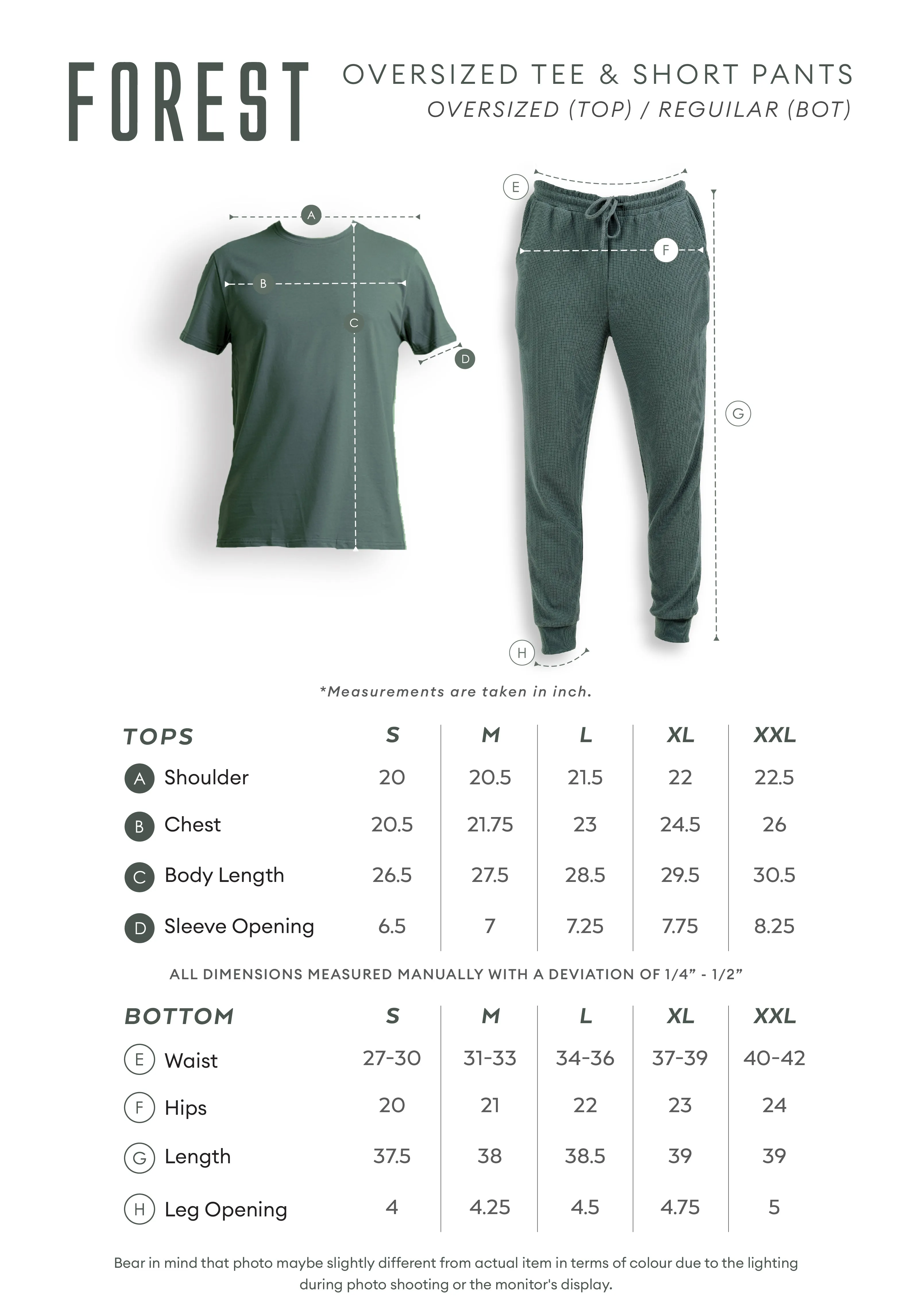 Forest Premium Weight Air-Cotton 240gsm Oversized Round Neck Tee Men / Long Pants | Baju T Shirt Lelaki - 23940 / 10792