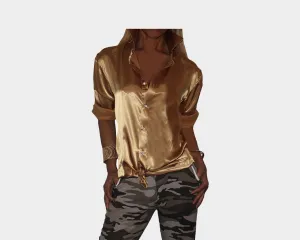 Gold Long Sleeve Dress Shirt - The Park Avenue