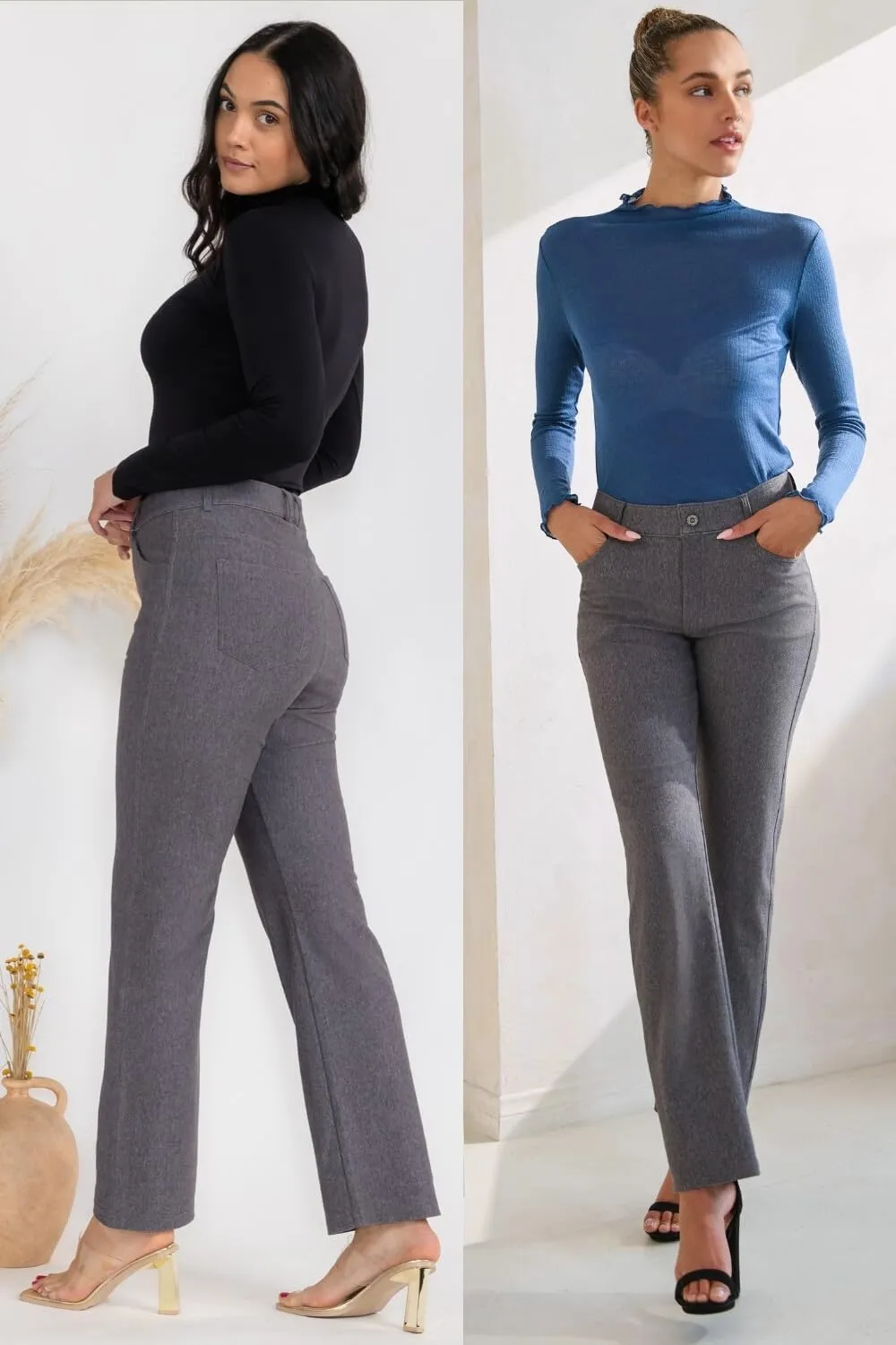 ICONOFLASH Women's Stretch Jeggings with 4 Pocket Pull On Straight Leg Jean Leggings with Belt Loops (Available in Plus Size)