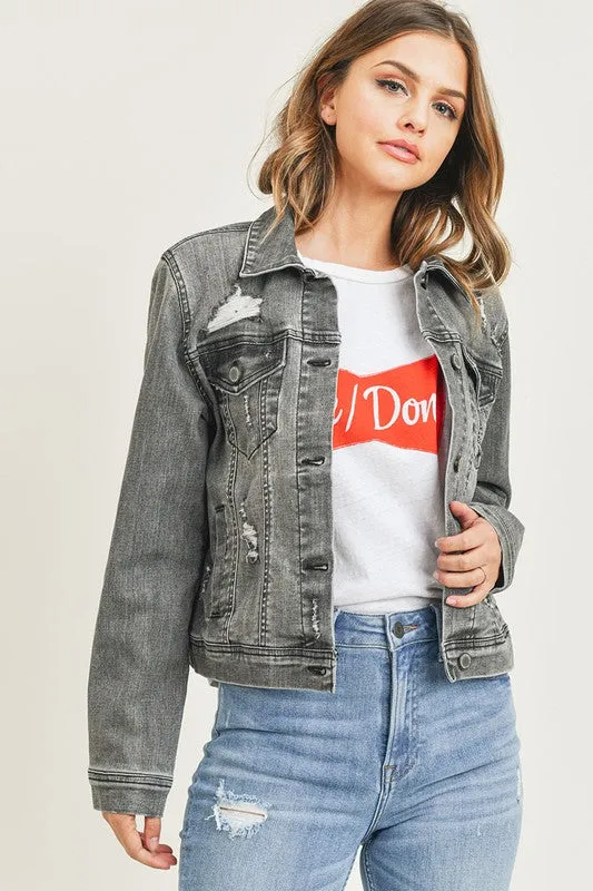 In A Flash Light Grey Jean Jacket