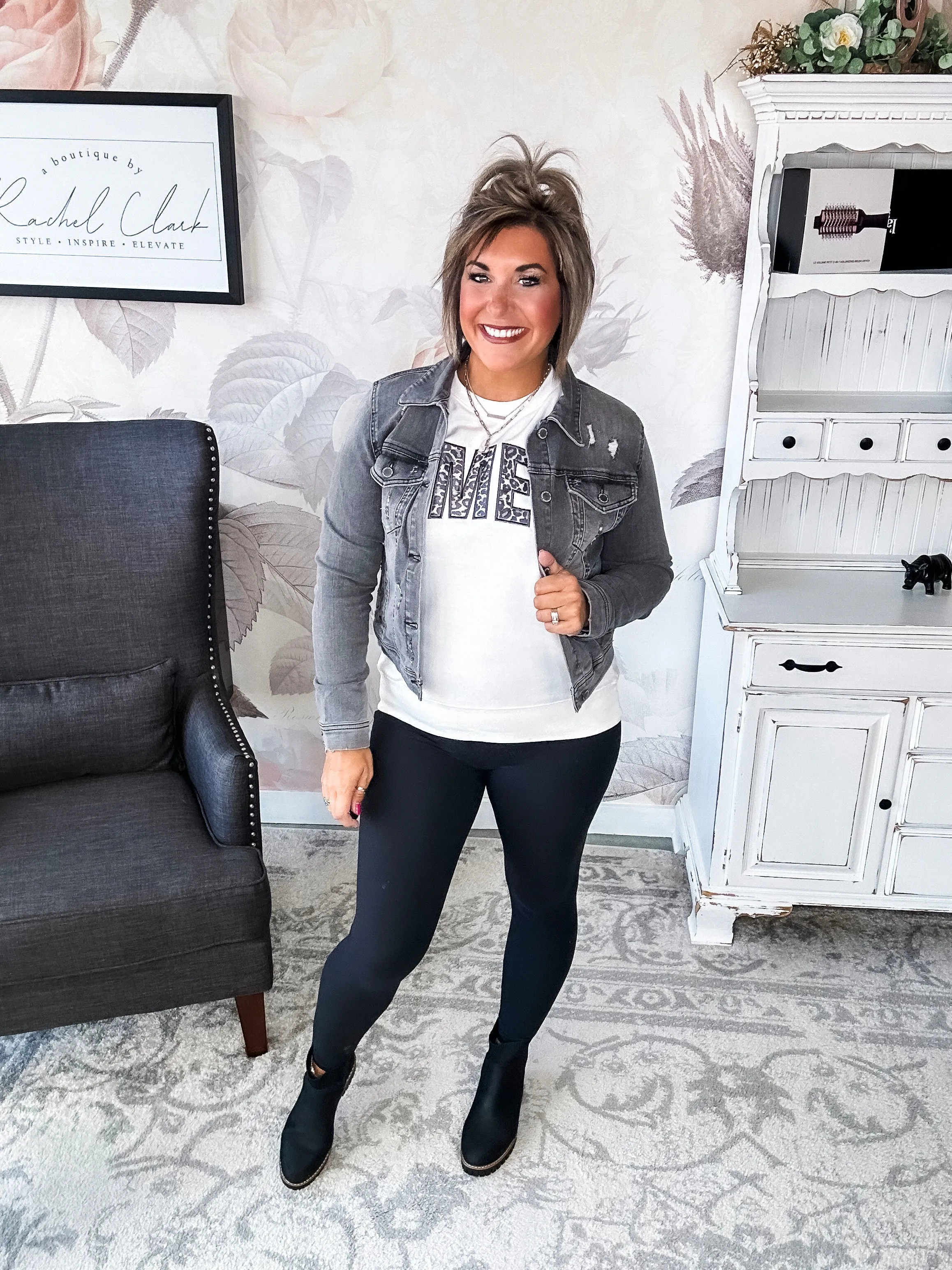 In A Flash Light Grey Jean Jacket