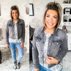 In A Flash Light Grey Jean Jacket