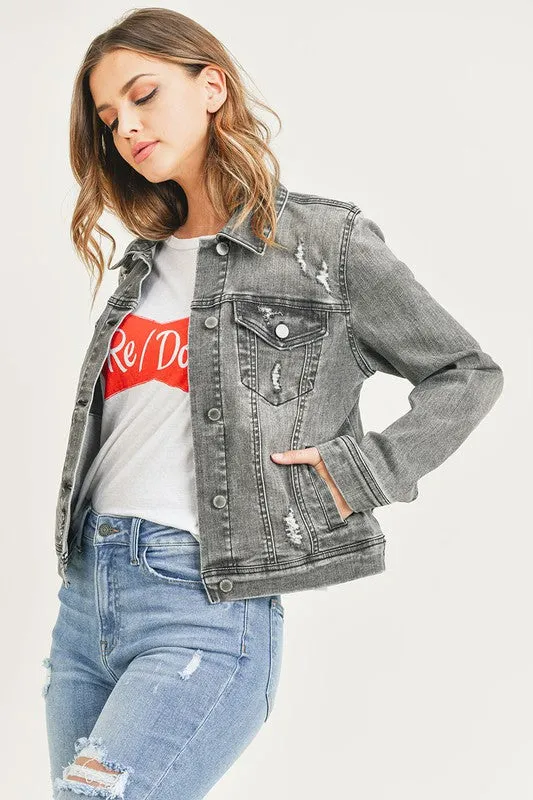In A Flash Light Grey Jean Jacket