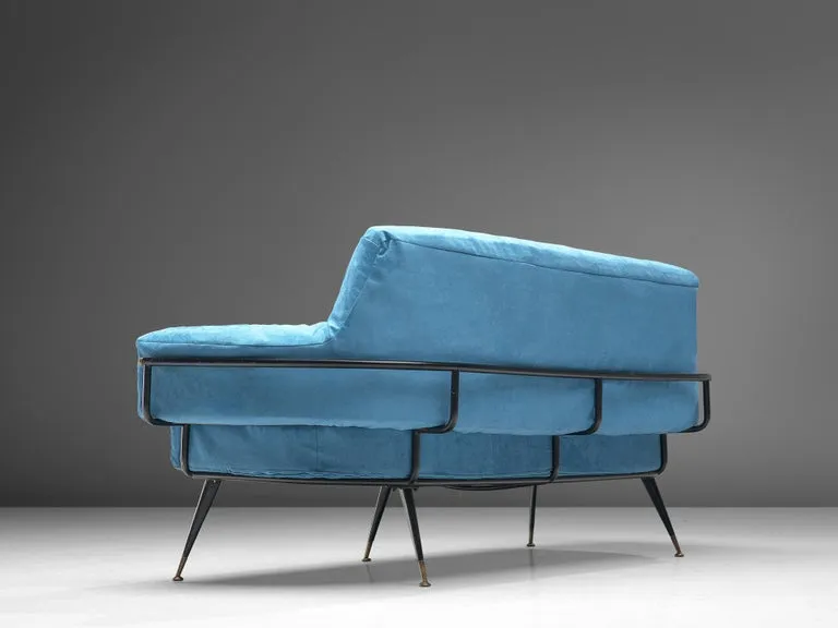 Italian Sofa in Vibrant Blue Velvet