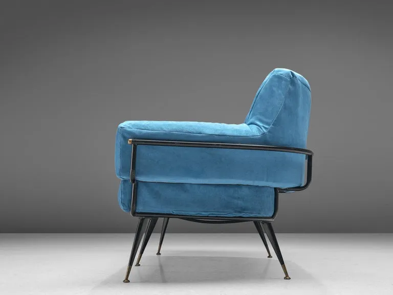 Italian Sofa in Vibrant Blue Velvet