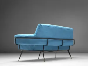 Italian Sofa in Vibrant Blue Velvet
