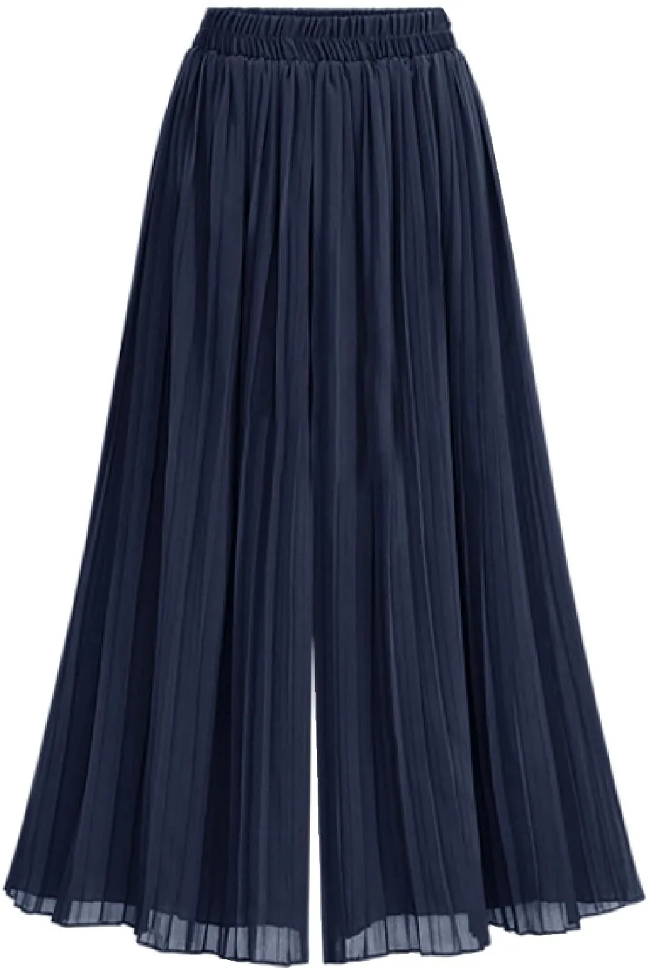 JOAU Women 2025 Pleated Flowy Wide Leg Capris Elastic Waist Double Layered Chiffon Culottes Pants Summer Baggy Crop Trousers