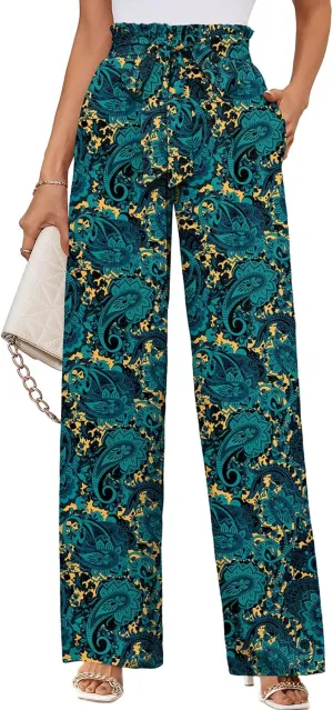KORSIS Women's Wide Leg Lounge Pants Lightweight High Waisted Loose Work Elastic Casual Outfits Trousers with Pockets (S-2XL)