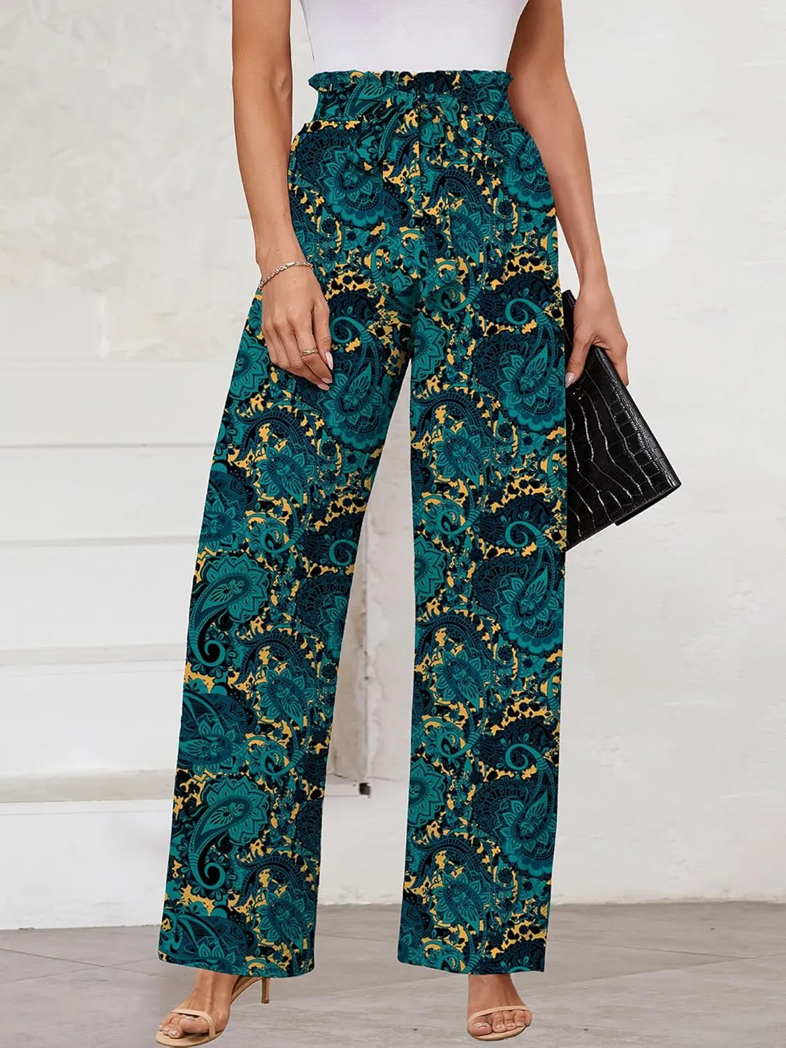 KORSIS Women's Wide Leg Lounge Pants Lightweight High Waisted Loose Work Elastic Casual Outfits Trousers with Pockets (S-2XL)