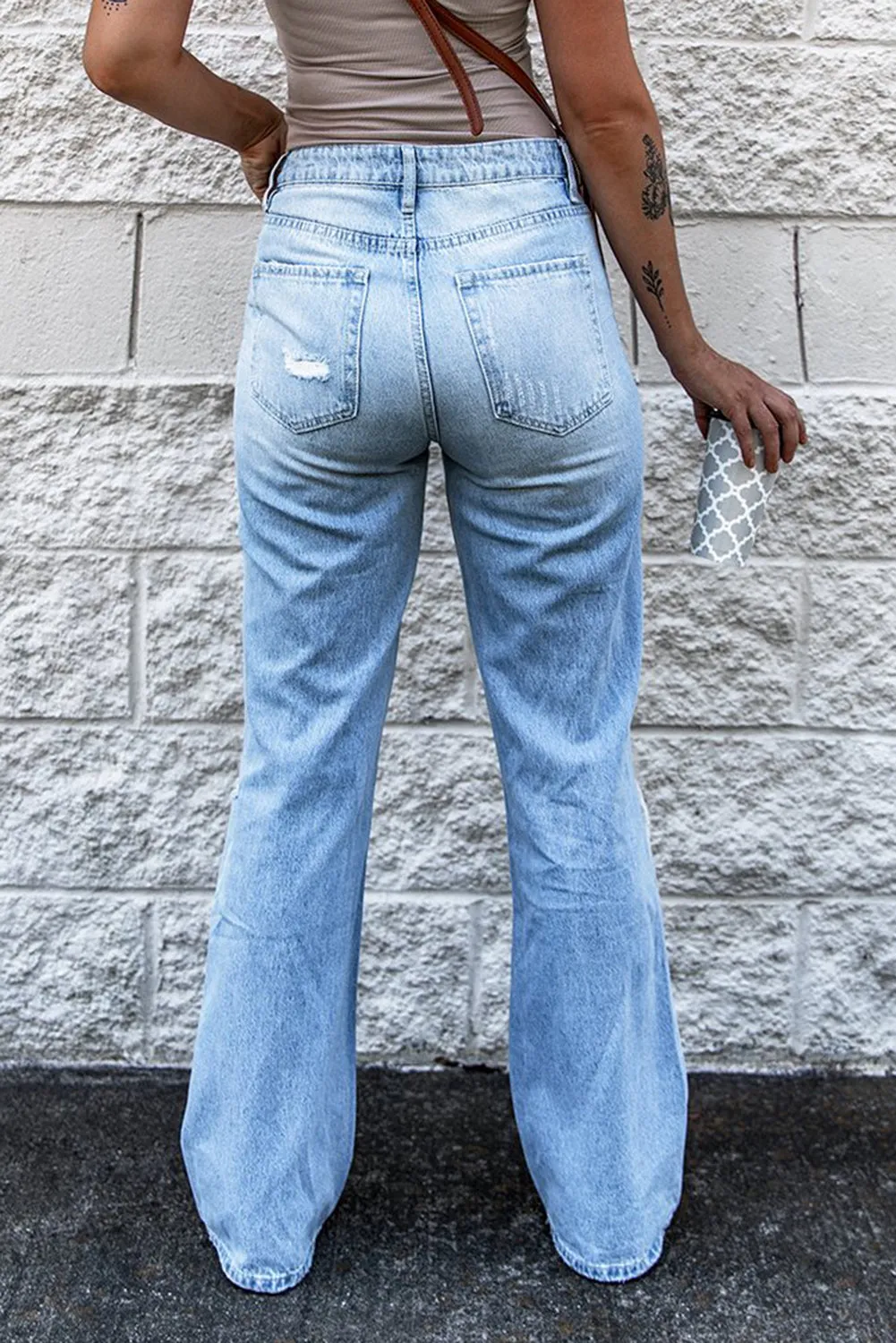 Light Wash Jeans Women Wide Legs High Rise Jeans