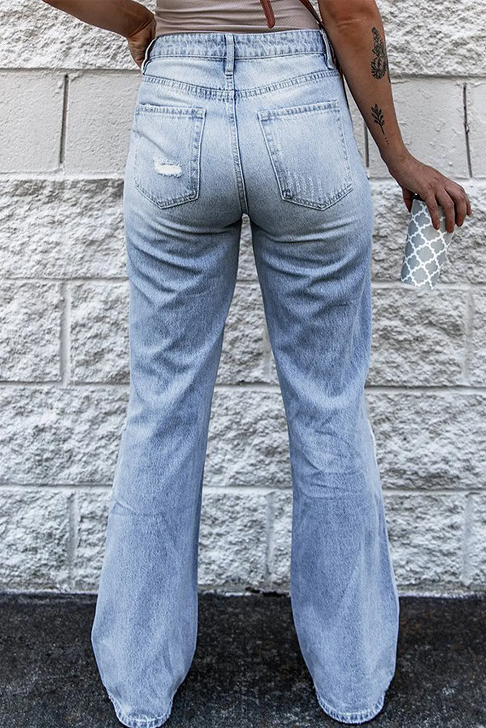 Light Wash Jeans Women Wide Legs High Rise Jeans