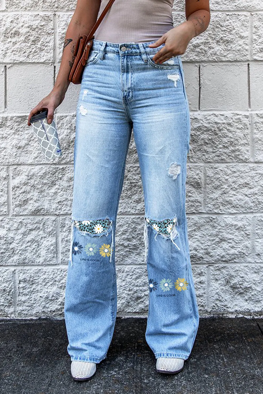 Light Wash Jeans Women Wide Legs High Rise Jeans