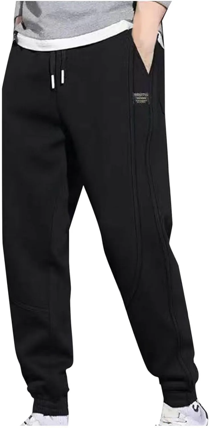 Men's Jogger Sweatpants with Zipper Pockets Drawstring Running Workout Gym Pants Lightweight Lounge Tall Inseam Athletic