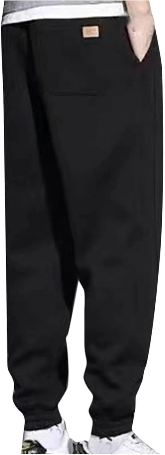 Men's Jogger Sweatpants with Zipper Pockets Drawstring Running Workout Gym Pants Lightweight Lounge Tall Inseam Athletic