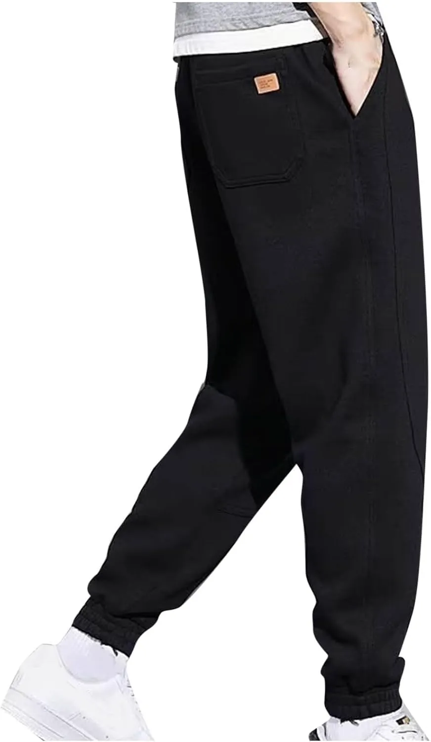 Men's Jogger Sweatpants with Zipper Pockets Drawstring Running Workout Gym Pants Lightweight Lounge Tall Inseam Athletic