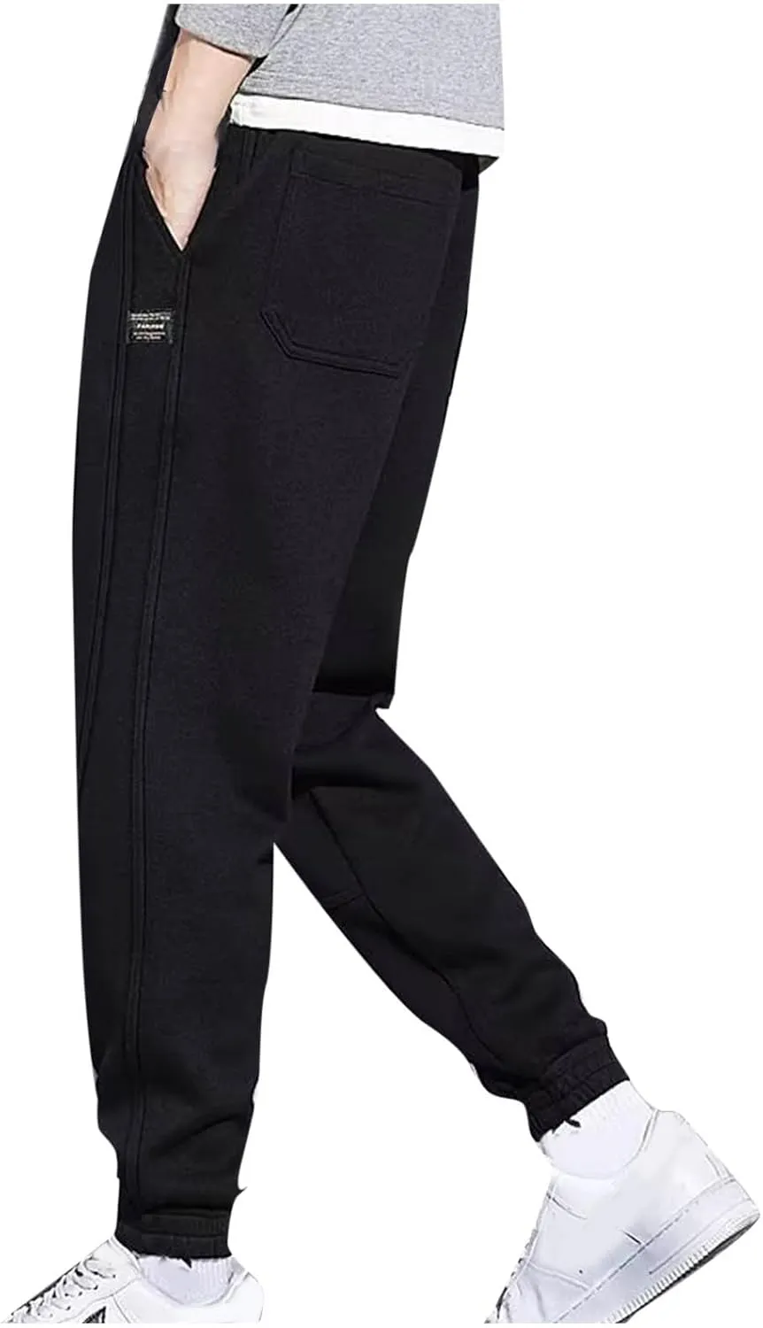 Men's Jogger Sweatpants with Zipper Pockets Drawstring Running Workout Gym Pants Lightweight Lounge Tall Inseam Athletic