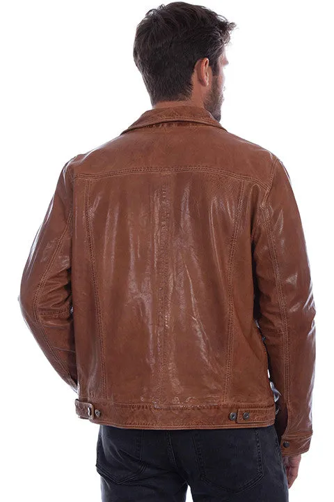 Men's Leather Scully Jean Jacket in Tan 1055-194