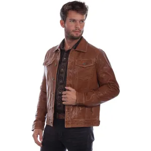 Men's Leather Scully Jean Jacket in Tan 1055-194