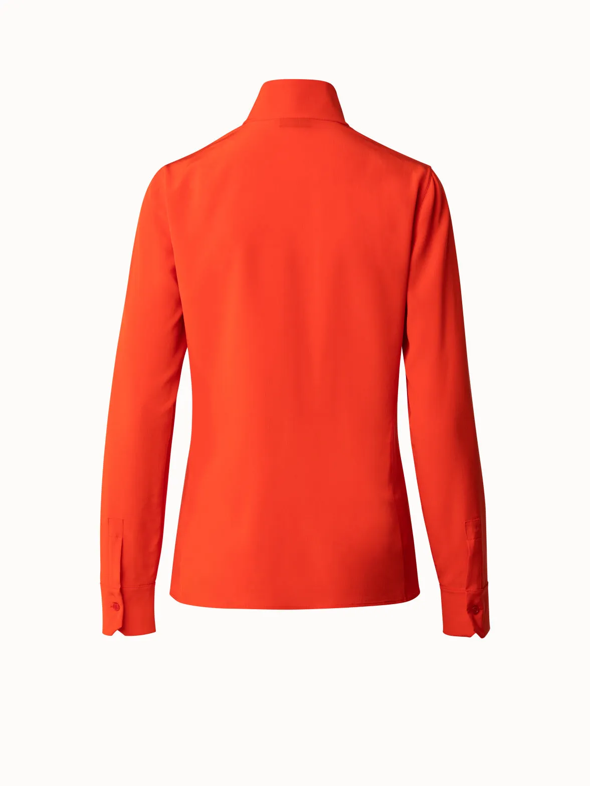 Mock Neck Silk Crêpe Blouse