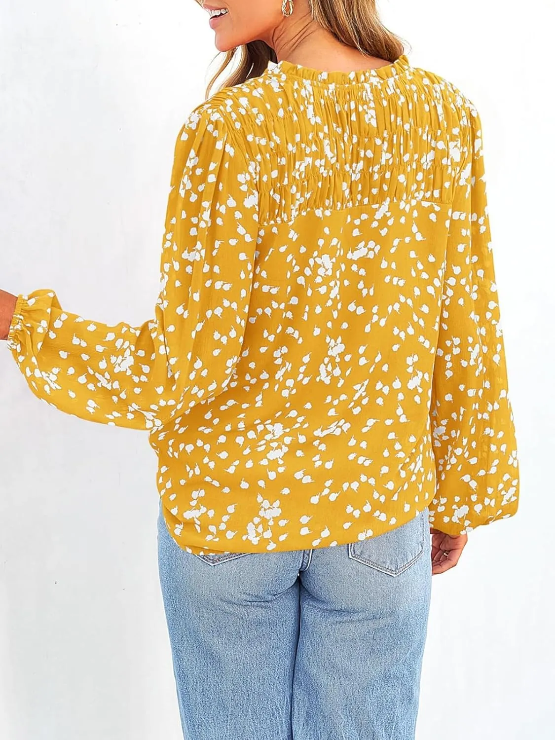 PRETTYGARDEN Womens Floral Spring Tops 2025 V Neck Long Sleeve Blouses Dressy Casual Boho Chiffon Business Work Shirts